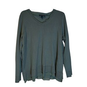 Lane Bryant Plus‎ Olive Green V Neck Long Sleeve Layered Hem Top Size 18 20